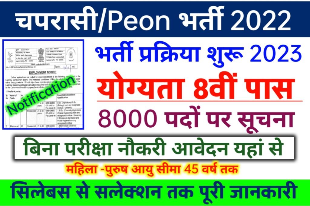 Peon Chaprasi Bharti 2022 Online Form 