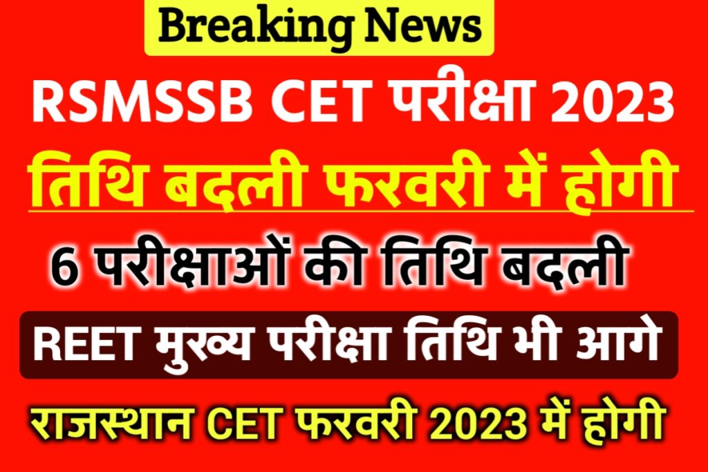 Rajasthan CET Exam Date 12th Level