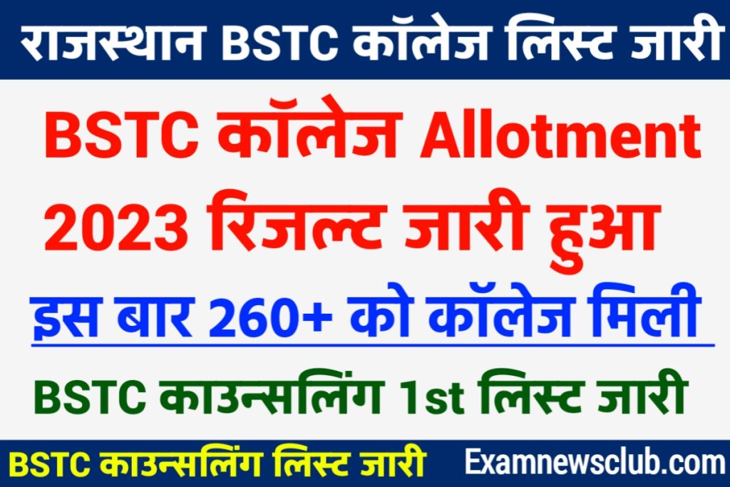 Rajasthan BSTC College Allotment Result 2023 Out 