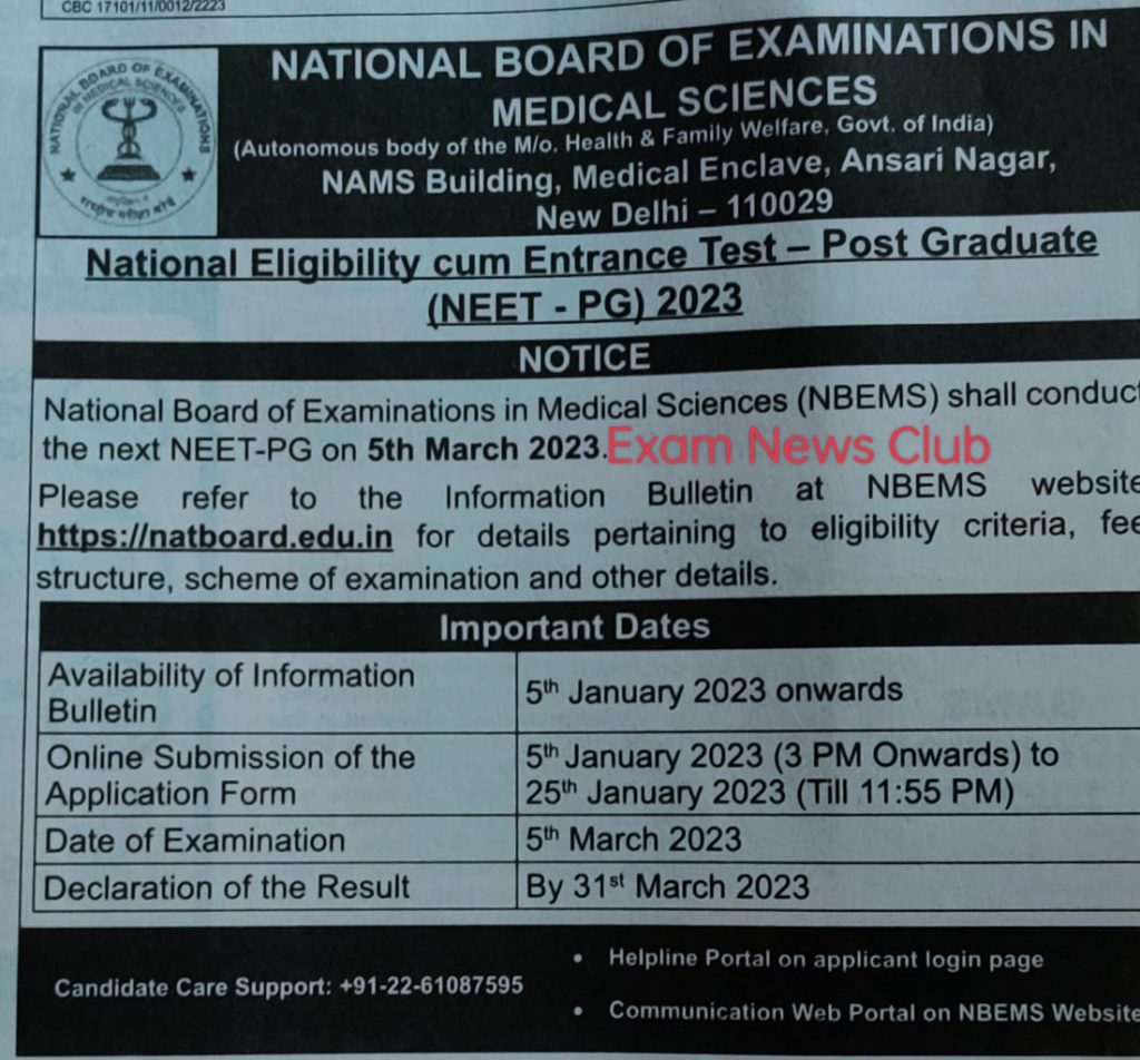 NEET PG 2023 New Exam Date