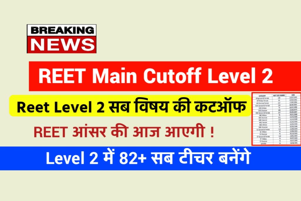 Reet Main 2023 Level 2 Cutoff Subject Wise