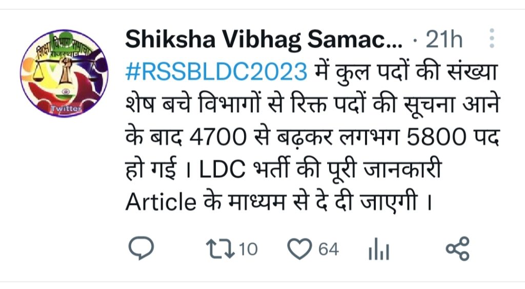 Rajasthan LDC Vacancy 2023 Form