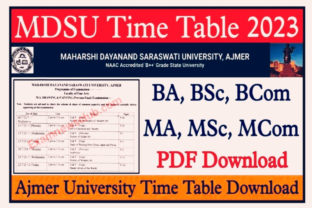 MDSU Time Table 2023 Download