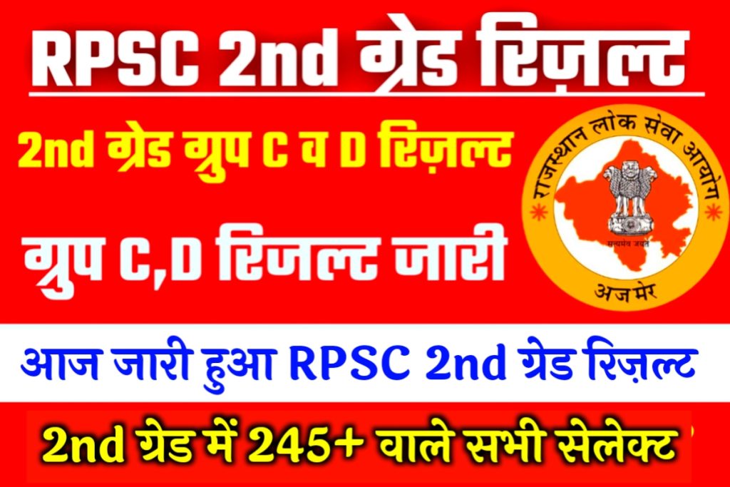 RPSC 2nd Grade Group C D Result 2023