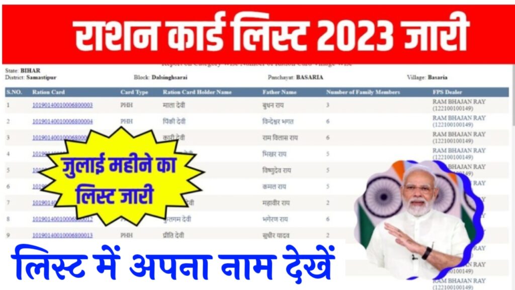 Ration Card New List 2023 August
