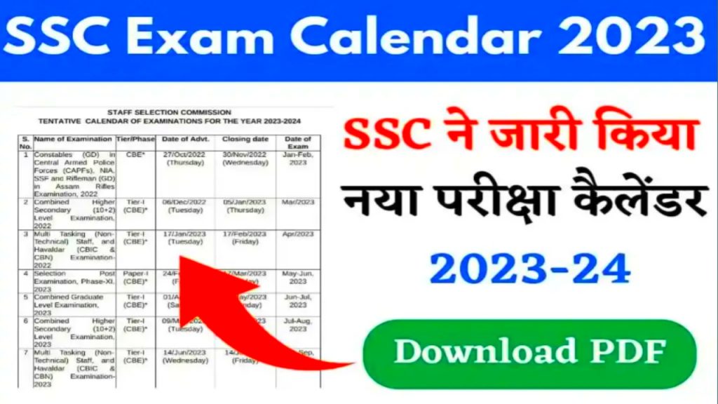 SSC New Exam Calendar 2023 News